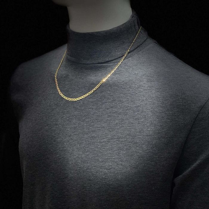 14K Yellow Gold 4mm Flat Mariner Chain (Solid Links) 18"-26"