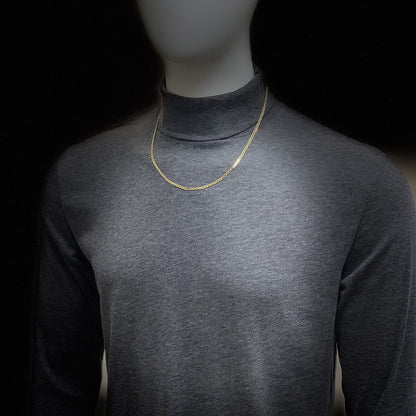 14K Solid Yellow Gold 3mm Flat Mariner  Chain Necklace 16" 18" 20" 22" 24"