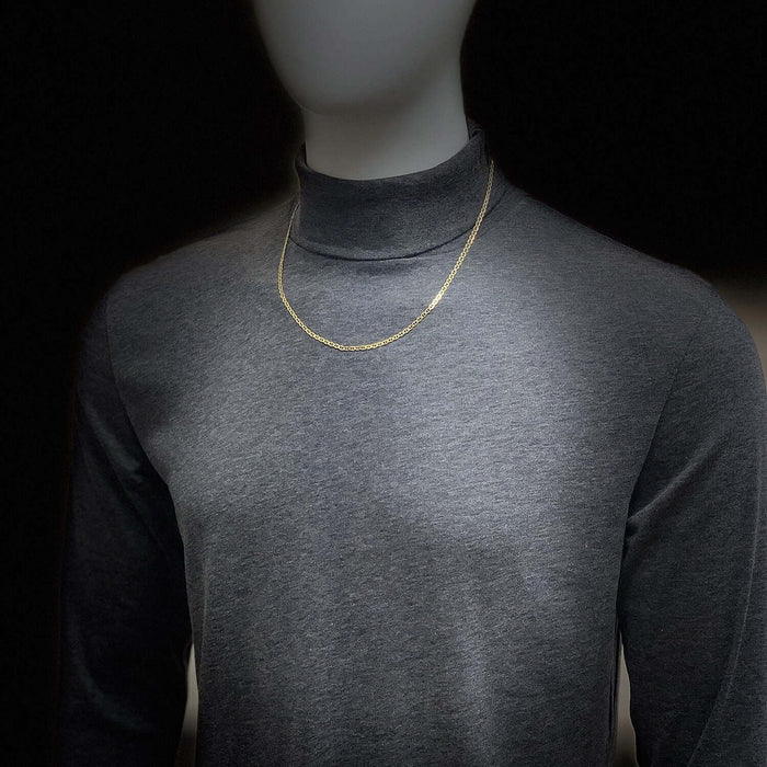 14K Yellow Gold 3mm Flat Mariner Chain (Solid Links) 16"-24"