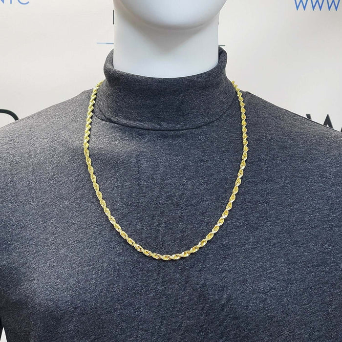 10K Yellow Gold 5mm Diamond-Cut Rope Chain (Solid Links) 18"-28"