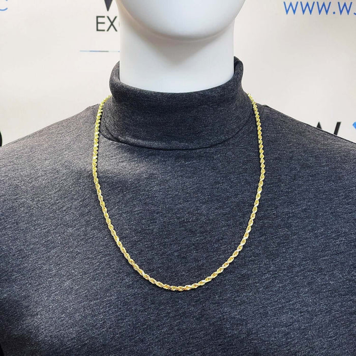 10K Yellow Gold 4.5mm Diamond-Cut Rope Chain (Solid Links) 18"-28"