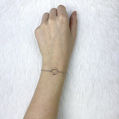 925 Sterling Silver Gold Tone Three Oval Design Cable  Bracelet 7.5"