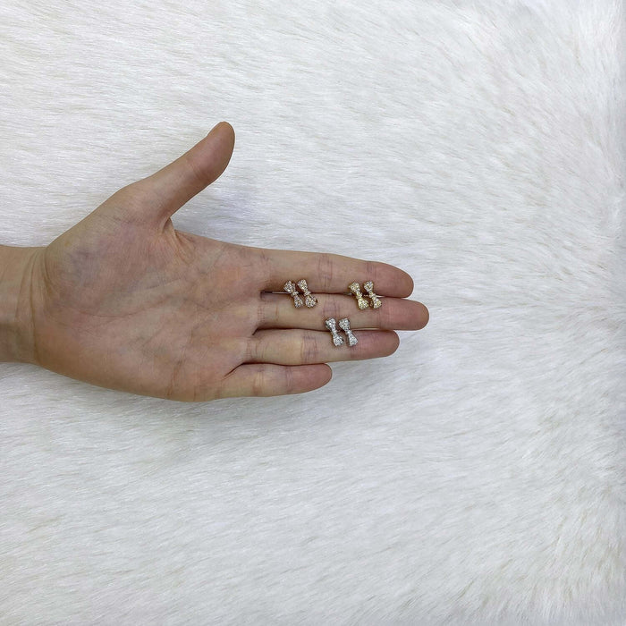 0.55CTW Lab-Grown Diamond 18K Yellow Rose White Gold Bow Stud Earrings