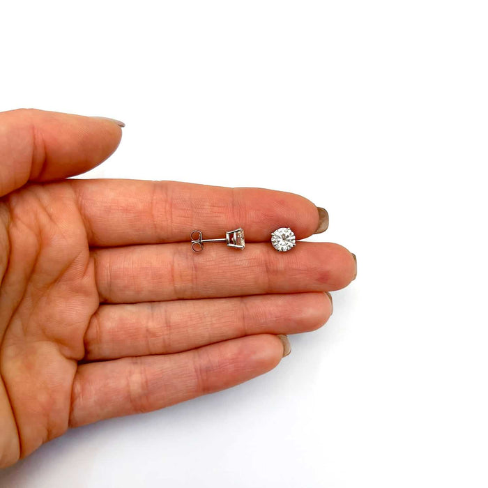 Charles & Colvard Forever One Moissanite 14K White Gold Stud Earrings 4mm - 8mm - WJD Exclusives