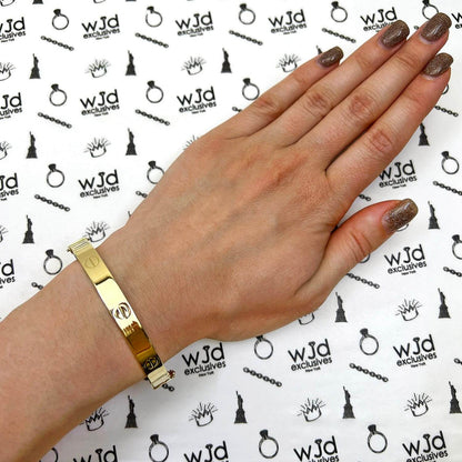 14K Yellow Gold 7mm Screw Pattern Bangle Bracelet (Hollow) 6.5"