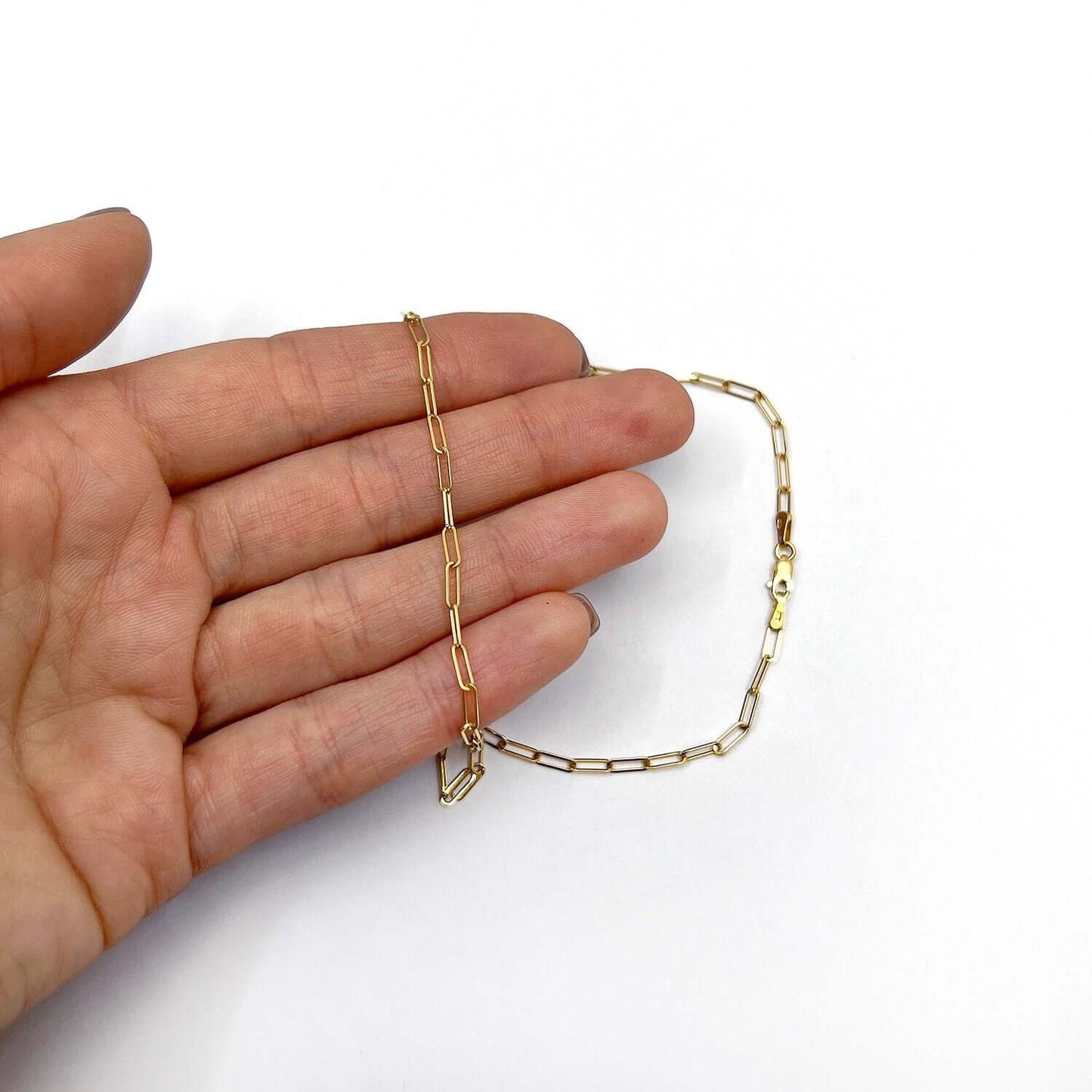 14K Gold 2mm Paperclip Chain Necklace 16"-22"
