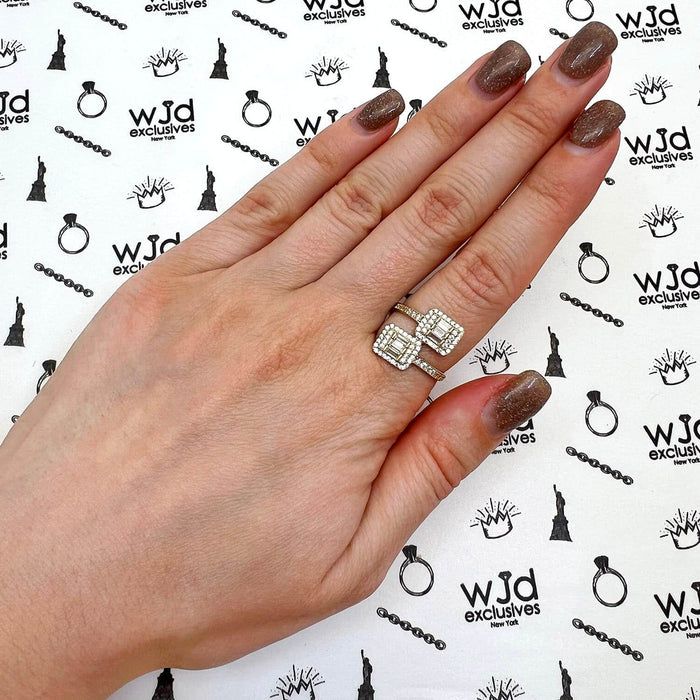 1.10CTW CZ 14K Yellow Gold Baguette Cuff Cocktail Wrap Ring