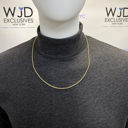 10K Real Gold 2.5mm Solid Round Box Chain Necklace 18"-26"
