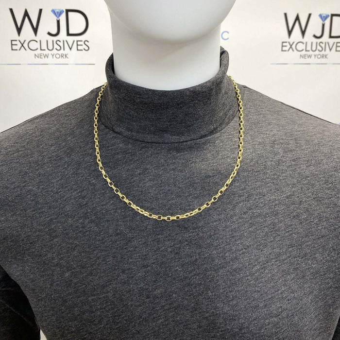 10K Yellow Gold 5mm Diamond-Cut Oval Rolo Chain (Solid Links) 20" 22" 24"