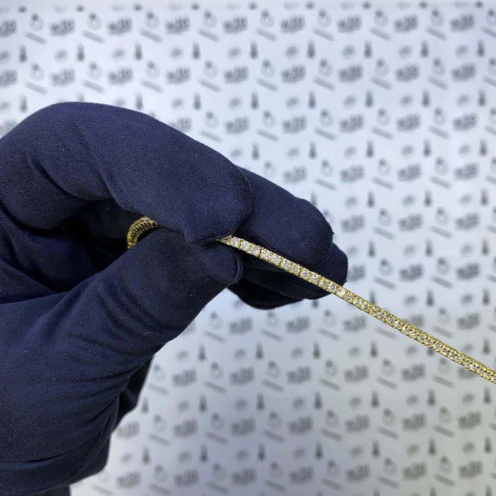 8.80CTW Natural Diamond 14K Yellow Gold 2.5mm Tennis Necklace 18"