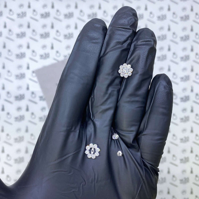 1.5Ct Round CZs 2-in-1 Flower Jacket Stud 14K White Gold Earrings