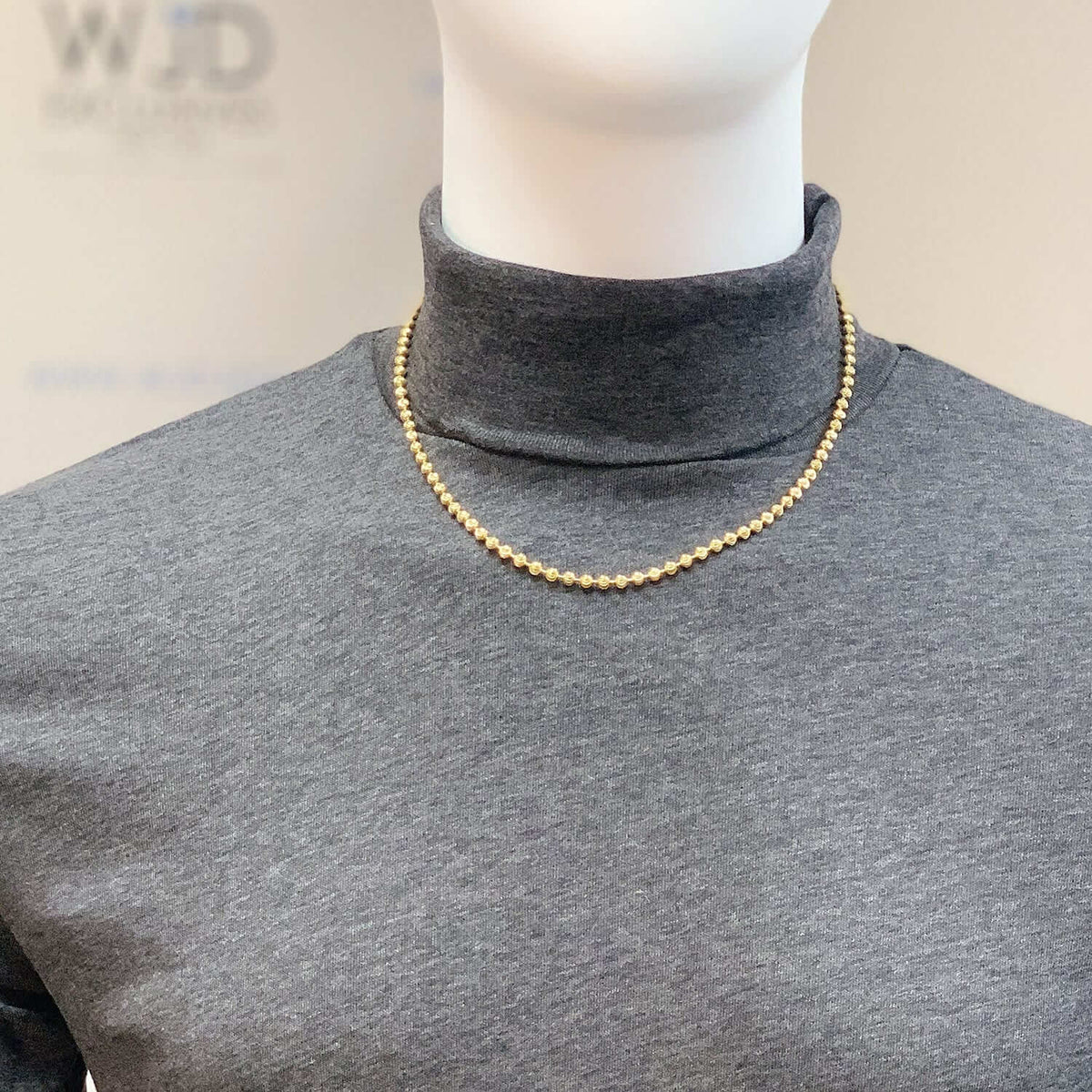 Yellow Gold Over Sterling Silver 4mm Ball Bead Moon-Cut Chain (Hollow) 18"-30"
