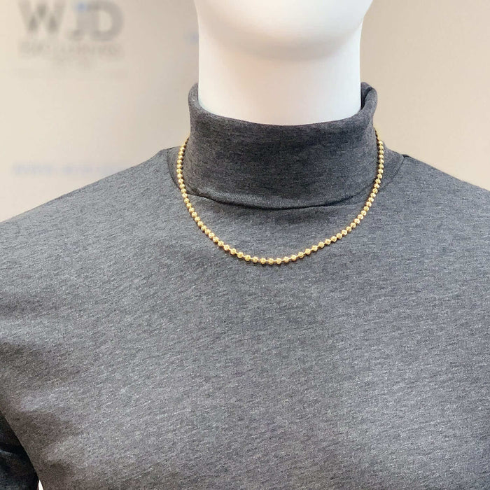 Yellow Gold Over Sterling Silver 4mm Ball Bead Moon-Cut Chain (Hollow) 18"-30"