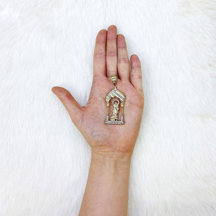 10K Yellow Gold Diamond-Cut Religious Saint Lazarus Pendant 2.5"-3.3"