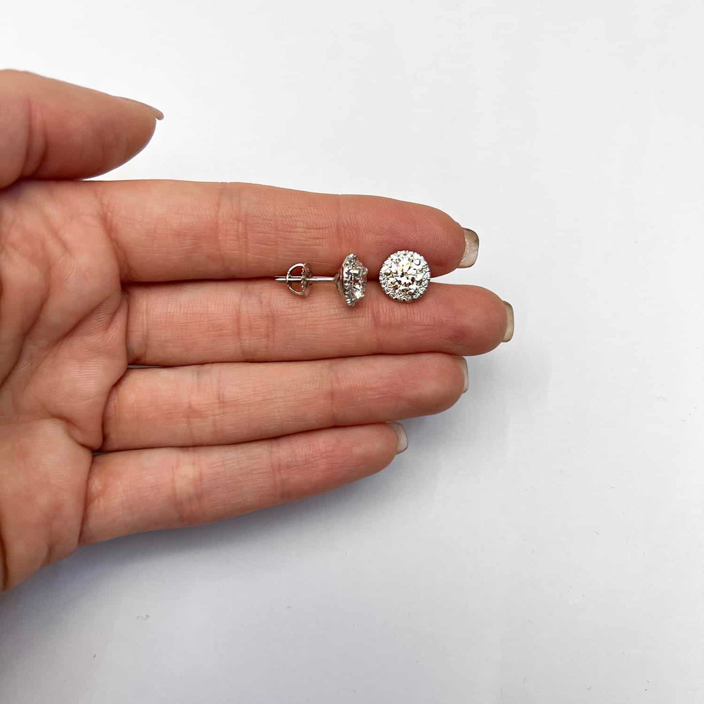 2.20CTW Real Diamonds & Moissanite 14K Yellow White Rose Gold Halo Earrings