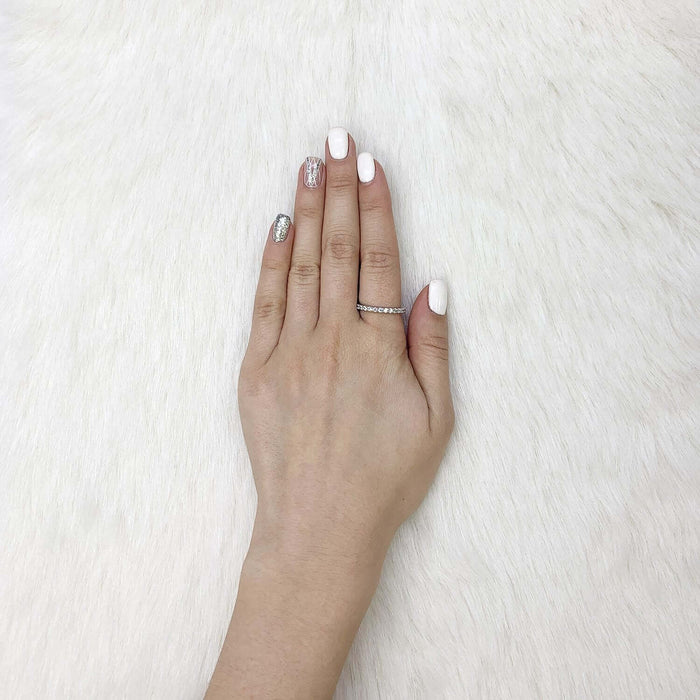 0.90CTW CZ 14K Gold White 2mm Eternity Ring