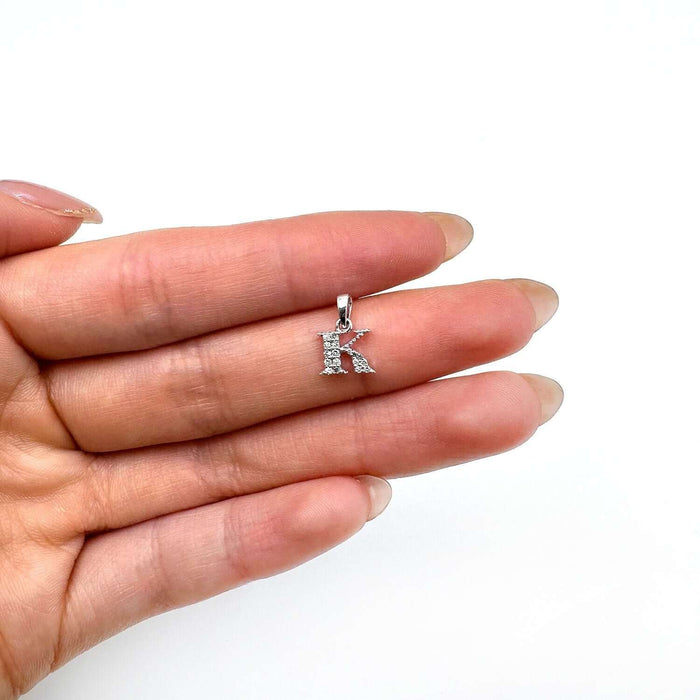 .05CTW Natural Diamond 10K White Gold Initial Letter Pendant - WJD Exclusives