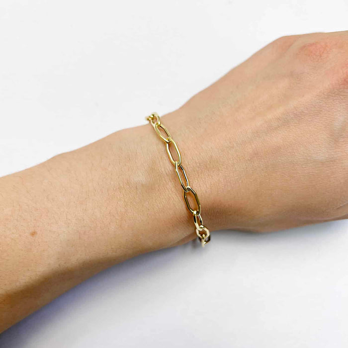 14K Yellow Gold 5mm Hexagon Bracelet (Hollow) 7.5" - WJD Exclusives