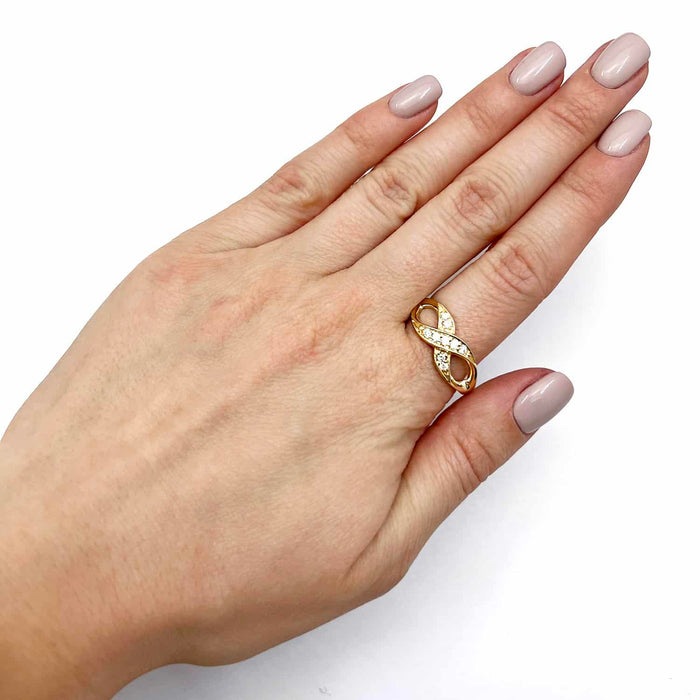 0.25CTW Natural Diamond 14K Yellow Gold Infinity Twist Ring - WJD Exclusives