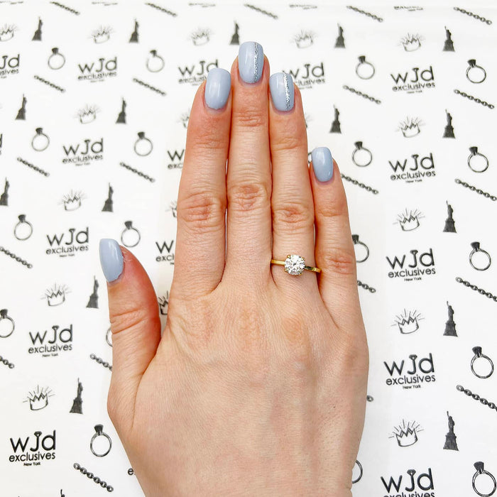 1CT Round Real Moissanite 18K Gold Classic Solitaire Engagement Ring