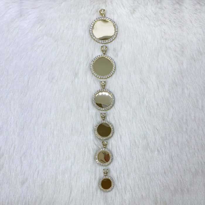 10K Yellow Gold CZ Gated Back Picture Memory Medallion Pendant