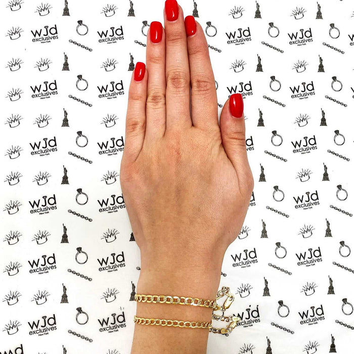 10K Gold Yellow Diamond-Cut 3.5mm-4.5mm Cuban Bracelet (Hollow) 8"