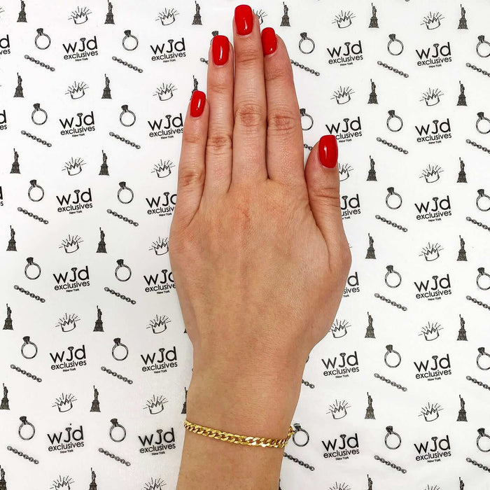 18K Yellow Gold Over Silver 3.6mm Cuban Curb Bracelet (Solid Links) 7"-8"