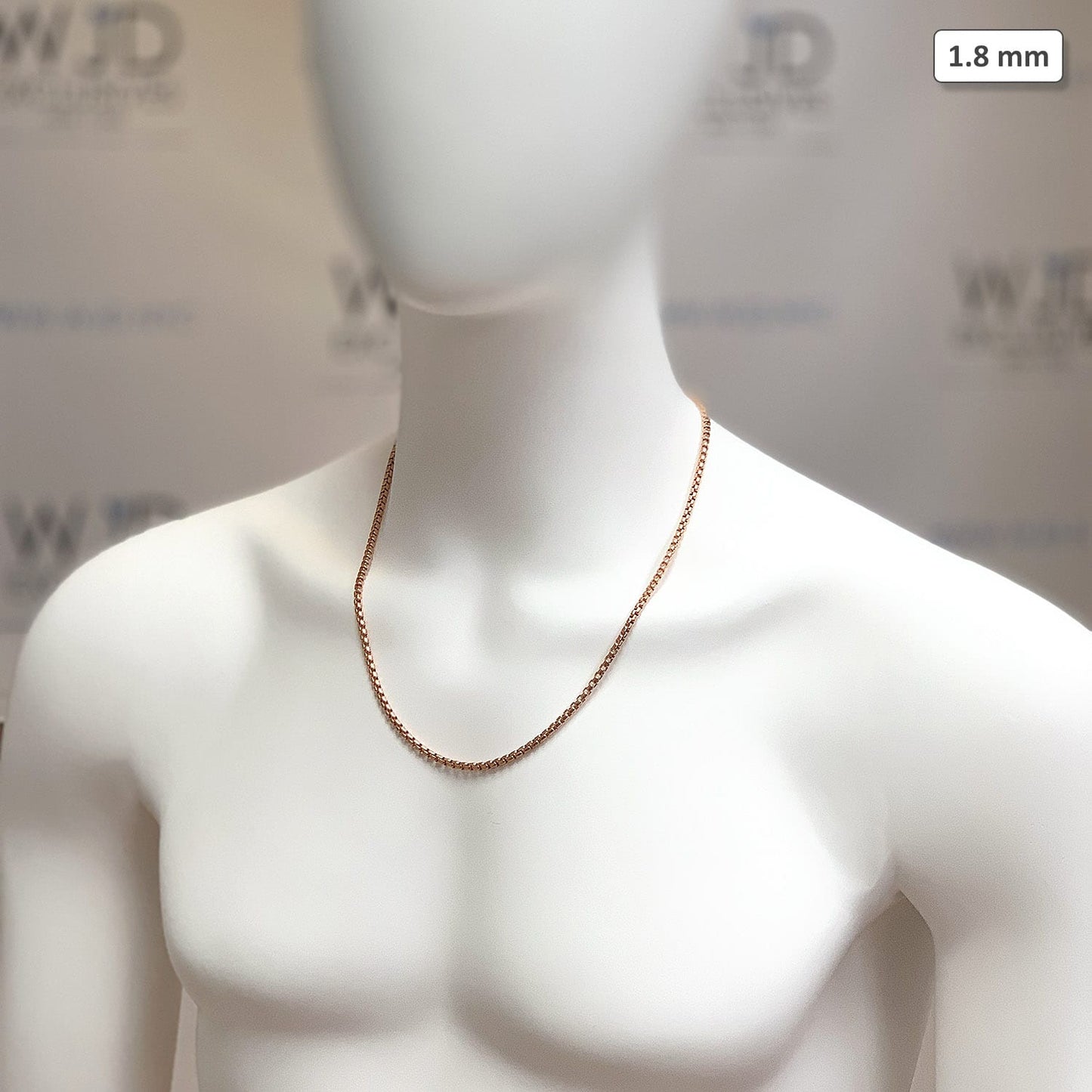 14K Real Gold Rose 3.5mm Solid Round Box Chain Necklace 18"-30"