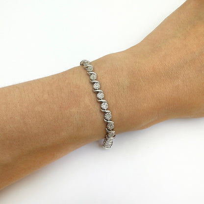 0.10CTW Real Diamond Sterling Silver Tennis Bracelet 7.5"