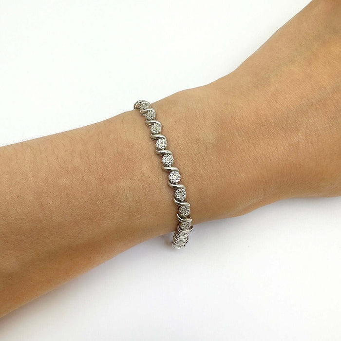 0.10CTW Natural Diamond Sterling Silver Tennis Bracelet 7.5" - WJD Exclusives
