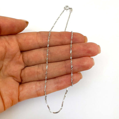 14K Gold Yellow White 1.3mm Singapore Chain Necklace 16"-24"