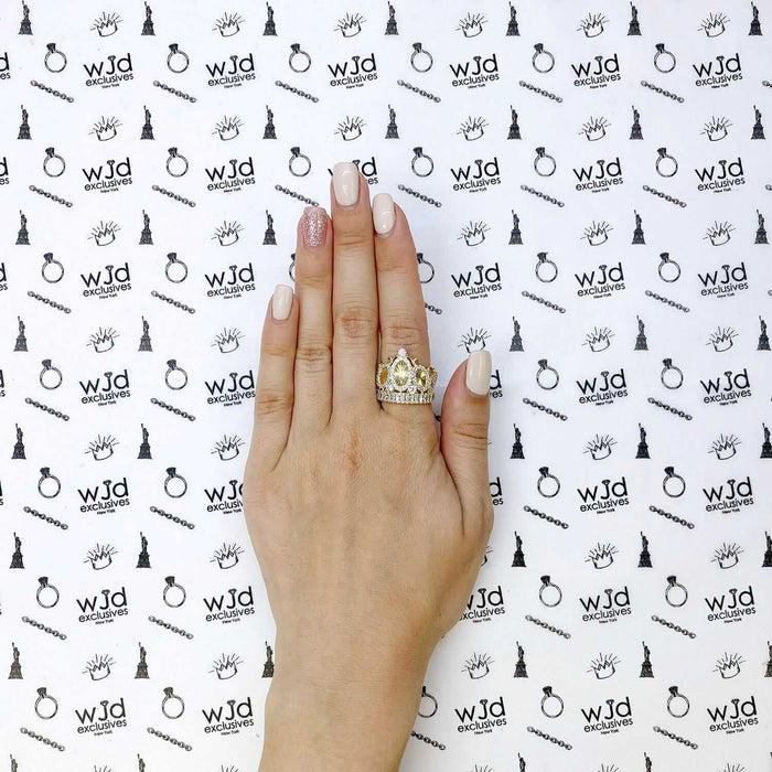 1.70Ct CZ 14K Yellow Gold Royal Crown Cocktail Ring