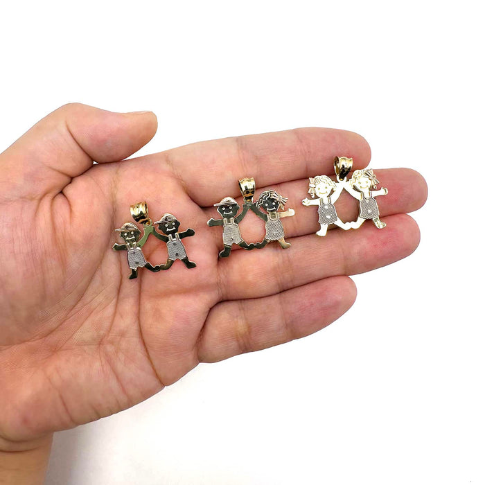 14K Gold Tri - Color Boy Girl 3 Choices Pendant 0.9" - WJD Exclusives