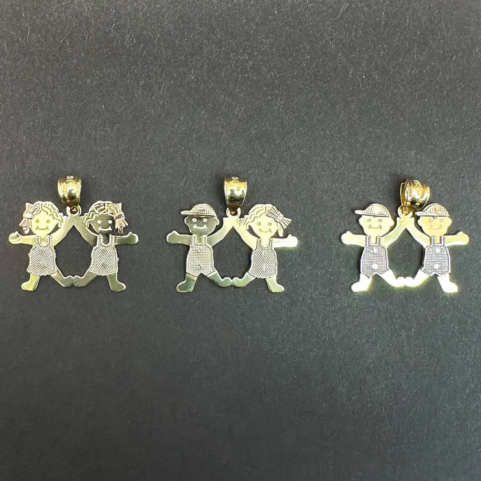 14K Gold Tri - Color Boy Girl 3 Choices Pendant 0.9" - WJD Exclusives