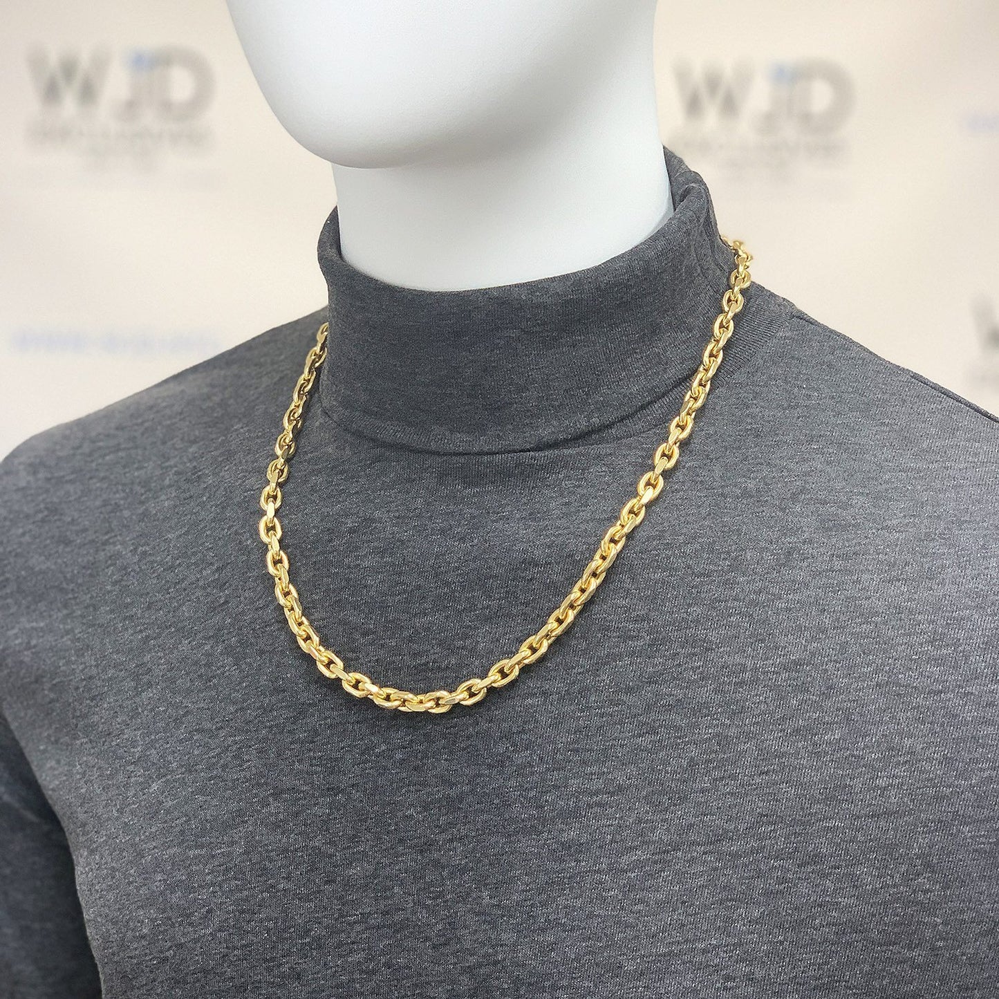 14K Yellow Gold 7.5mm Diamond Cut Cable  Chain Necklace 22" 24" 26"