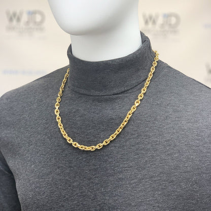14K Yellow Gold 7.5mm Diamond Cut Cable  Chain Necklace 22" 24" 26"