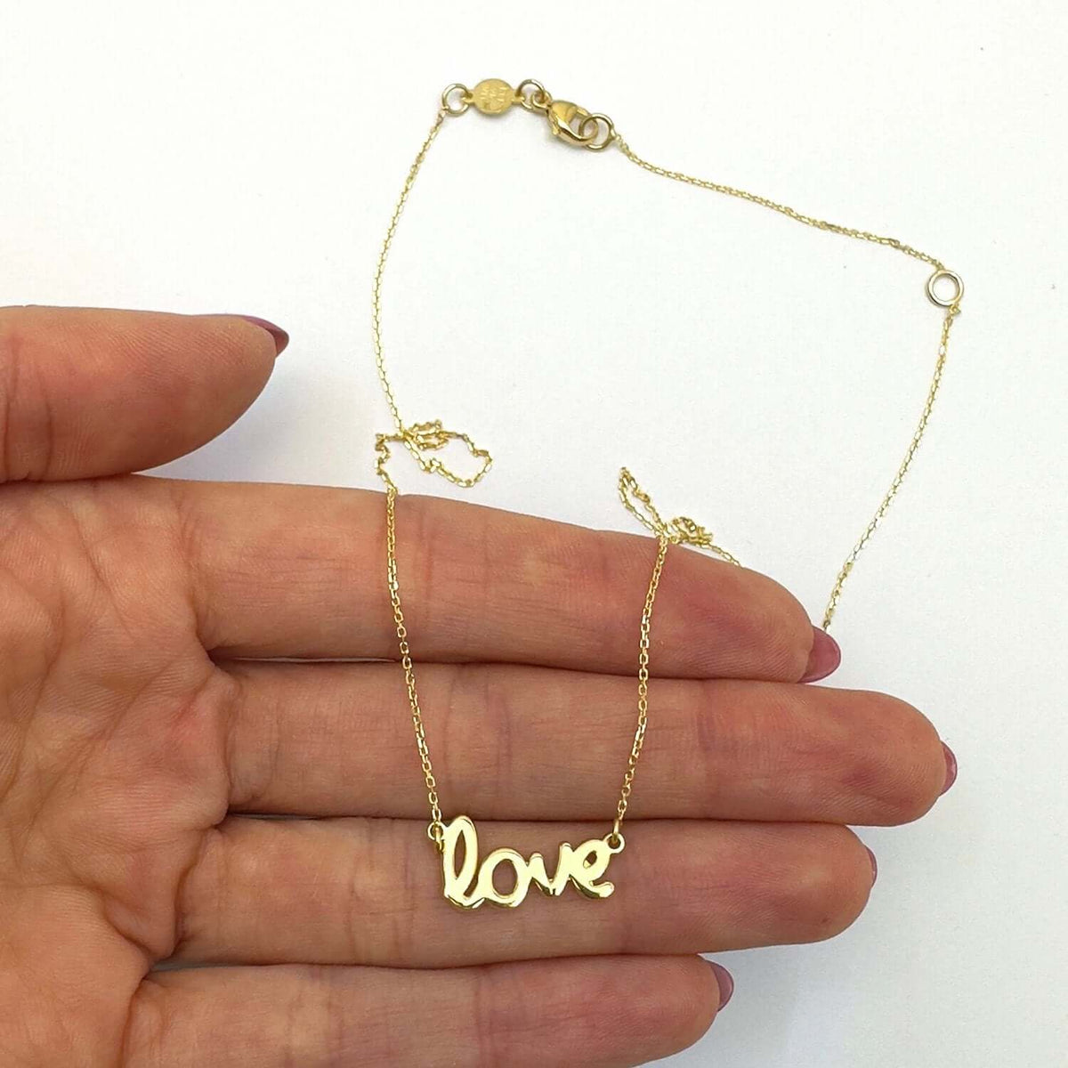 14K Rose & Yellow Gold LOVE Necklace (Hollow) Adjustable 16" - 18" - WJD Exclusives