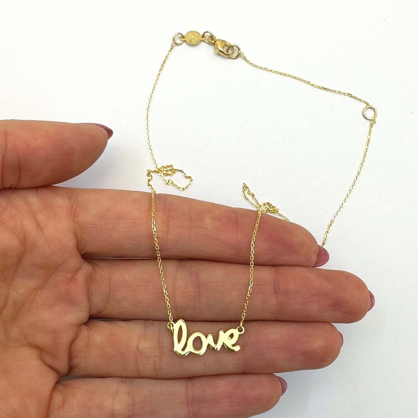 14K Rose Gold Yellow LOVE 16"-18" Adjustable Necklace