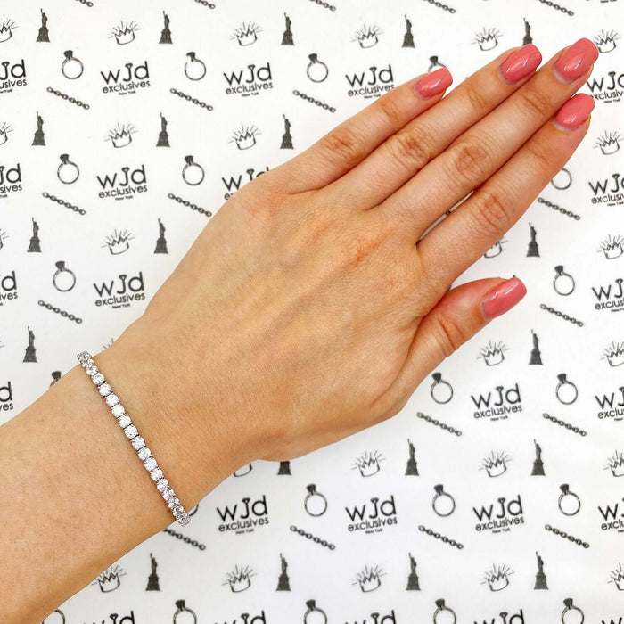 4.5CTW CZ 3mm 14K Yellow White Gold Tennis Bracelet 7"