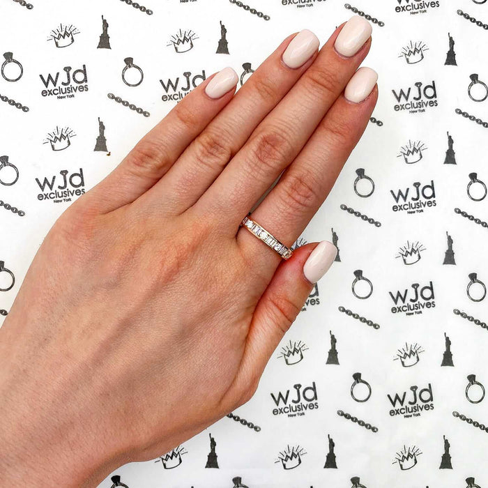 1CTW CZ Round Baguette 14K Rose Gold 3.5mm Wedding Band Ring