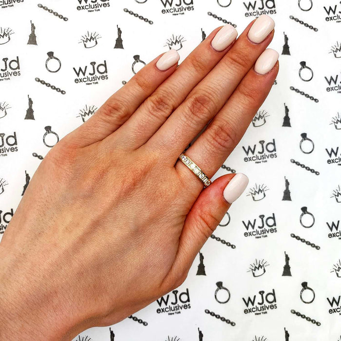 1CTW CZ Round Baguette 14K Yellow Gold 3.5mm Wedding Band Ring