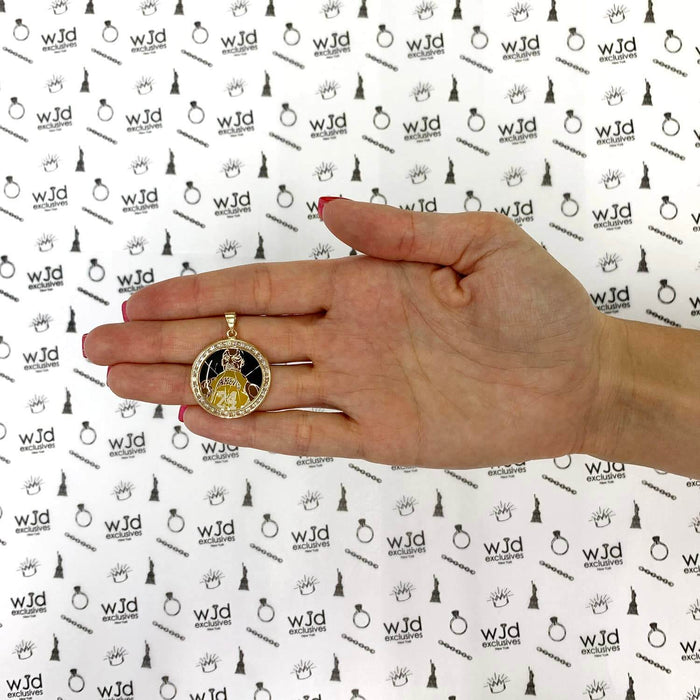 10K Yellow Gold CZ Basketball Lakers Kobe Bryant Medallion Pendant
