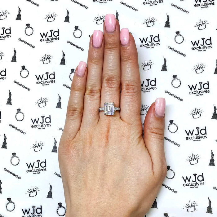 3.30CTW Radiant-Cut CZ 3-Stone 14K Gold White Engagement Ring