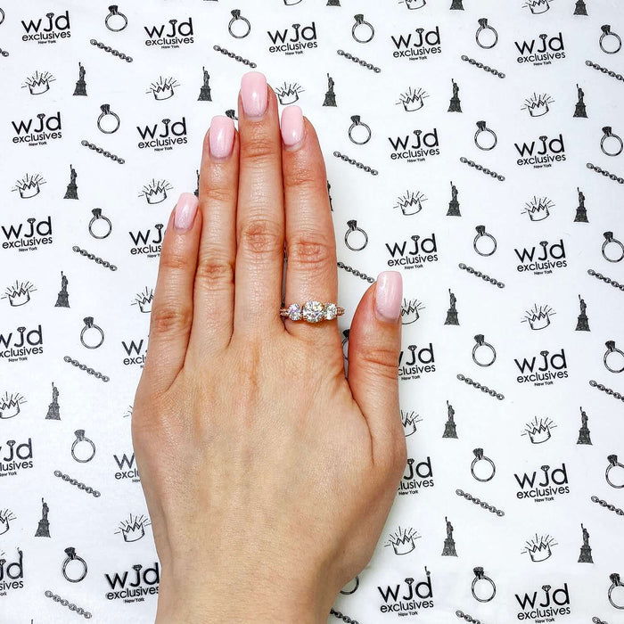 2.75CTW CZ Round 3-Stone 14K Rose Gold Engagement Ring