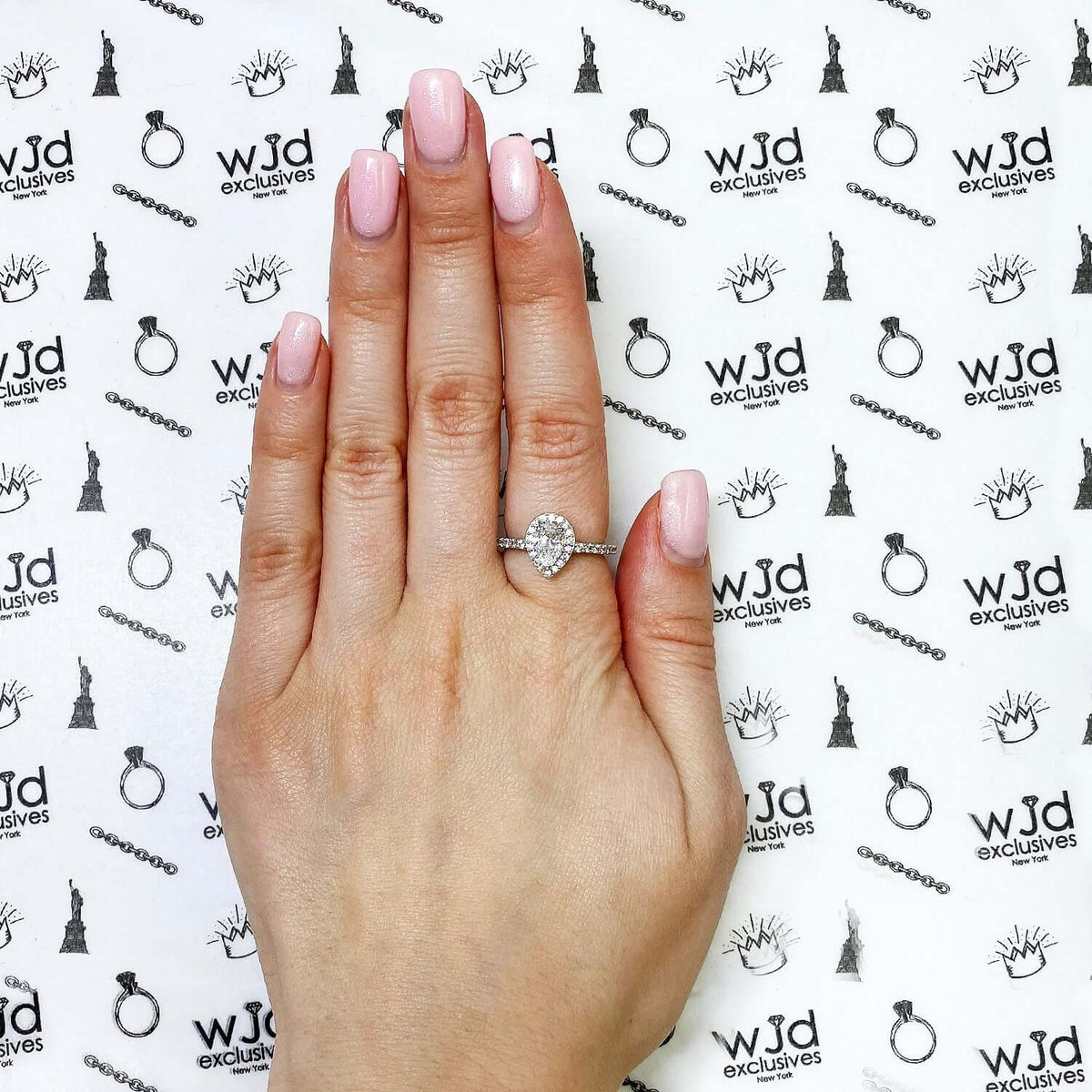 1.10CTW Pear Shaped Halo CZ 14K Gold White Engagement Ring
