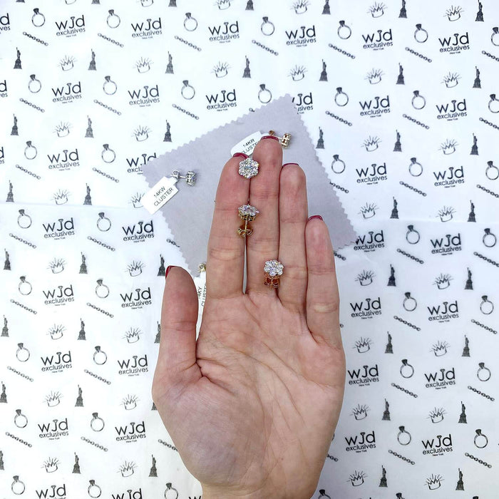 1.9 Ct Lab-Grown Diamond Cluster Flower Stud Earrings 14K Yellow White Rose Gold