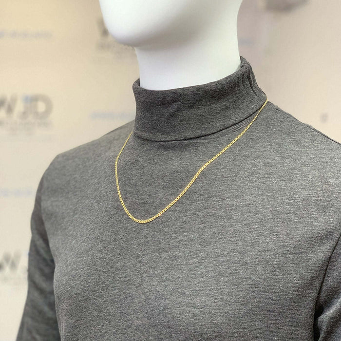 14K Yellow Gold Over Sterling Silver 2.8mm Cuban Chain (Solid Links) 16"-30"