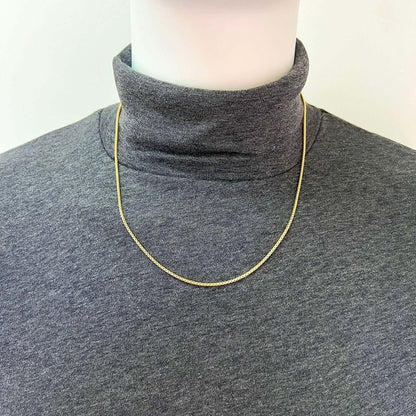 Solid 18K Yellow Gold Over Silver 1.7mm Round Box Chain Necklace 16"-24"
