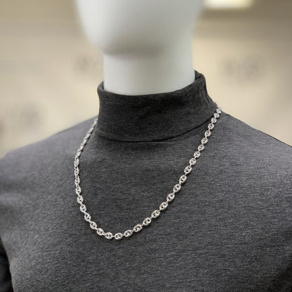 Italy 925 Sterling Silver 8mm Puffed Anchor Mariner  Chain Necklace 20"-30"