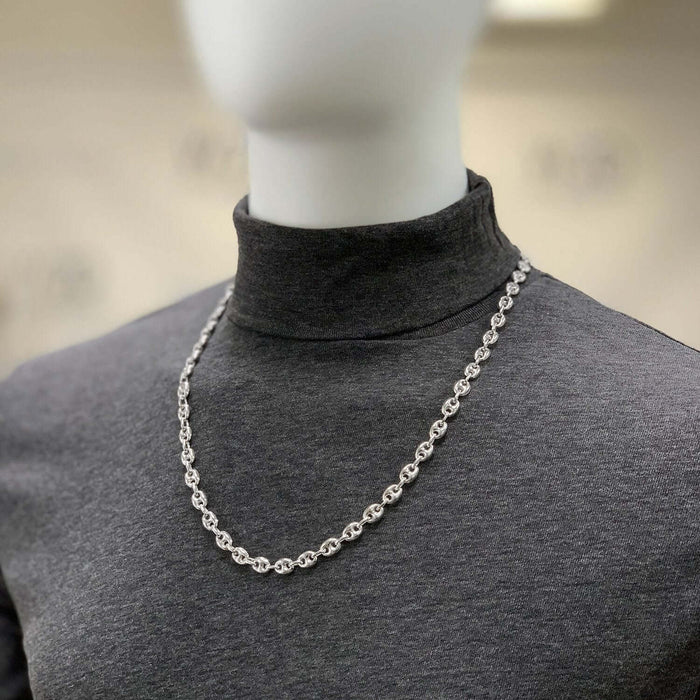 Sterling Silver 8mm Puffed Anchor Mariner Chain (Hollow) 20"-30"